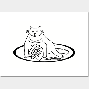 Chonk Cat with Biden Harris Sign Outline Posters and Art